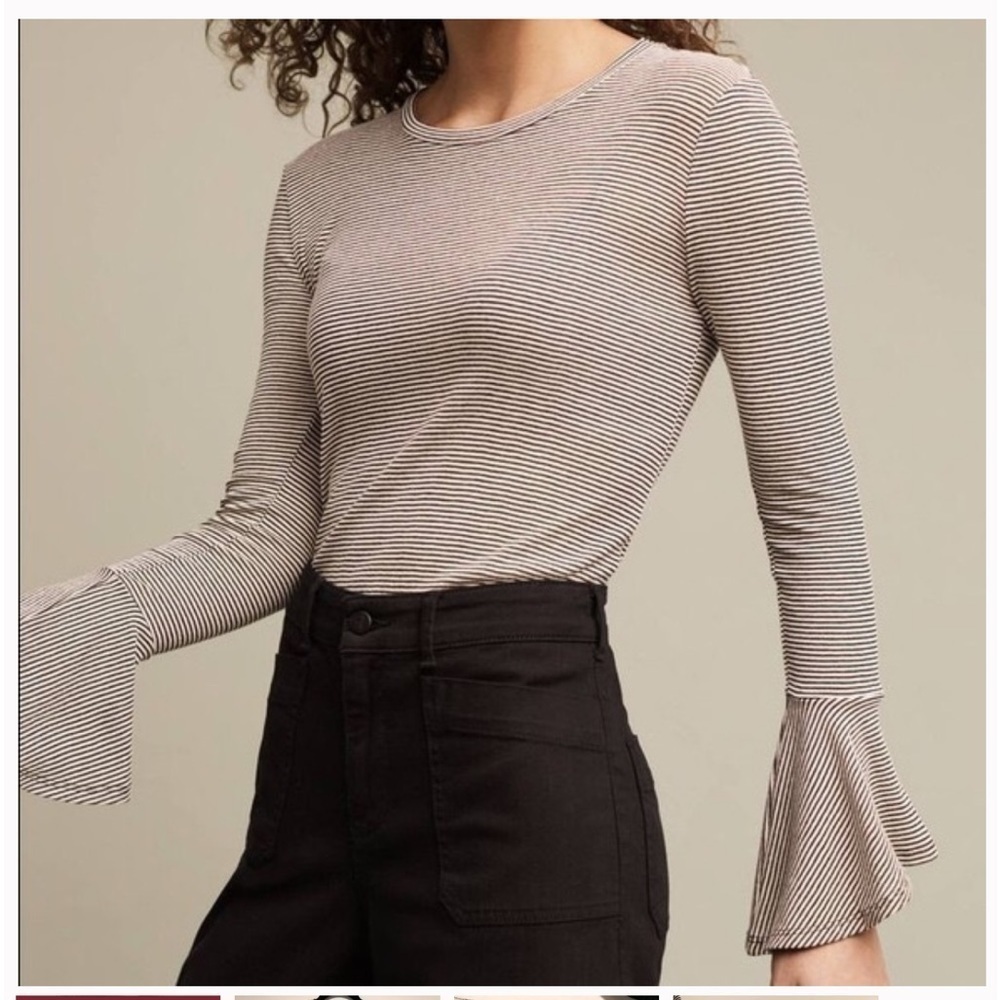 Anthropologie Ro&De Striped Bell Sleeve Shirt